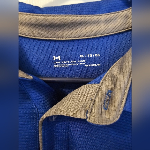 Under Armour Loose Fit Heatgear Men’s Size XL Blue Golf Polo Shirt - Picture 2 of 7